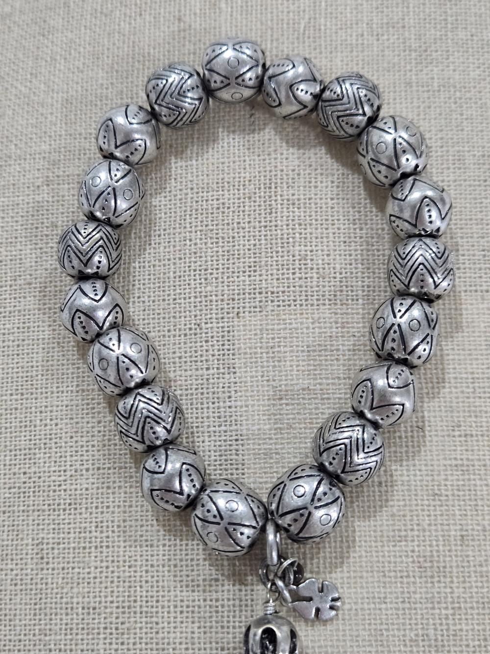 Lucky Brand Silver-Tone Beaded Charm Bracelet